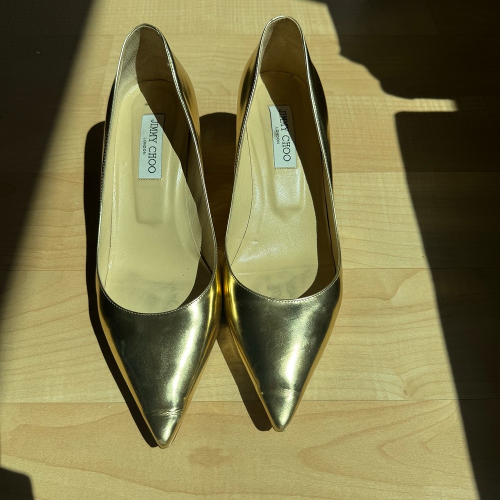 Jimmy Choo Gold Kitten Heels